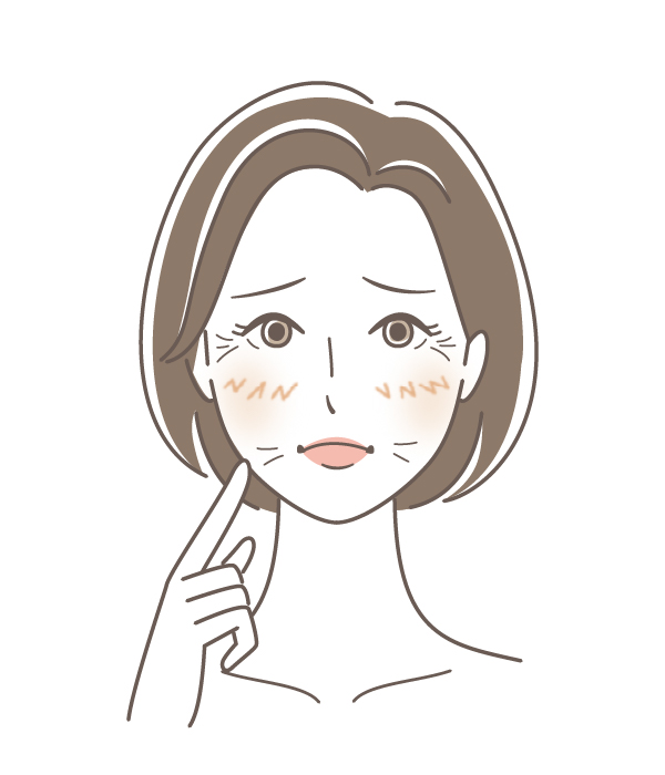 肌の乾燥、小じわが増える